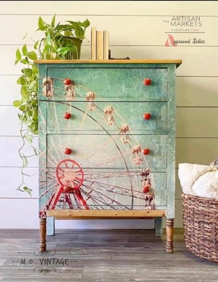 Ferris Wheel Decoupage Paper, MINT by Michelle | Decoupage Paper For Furniture