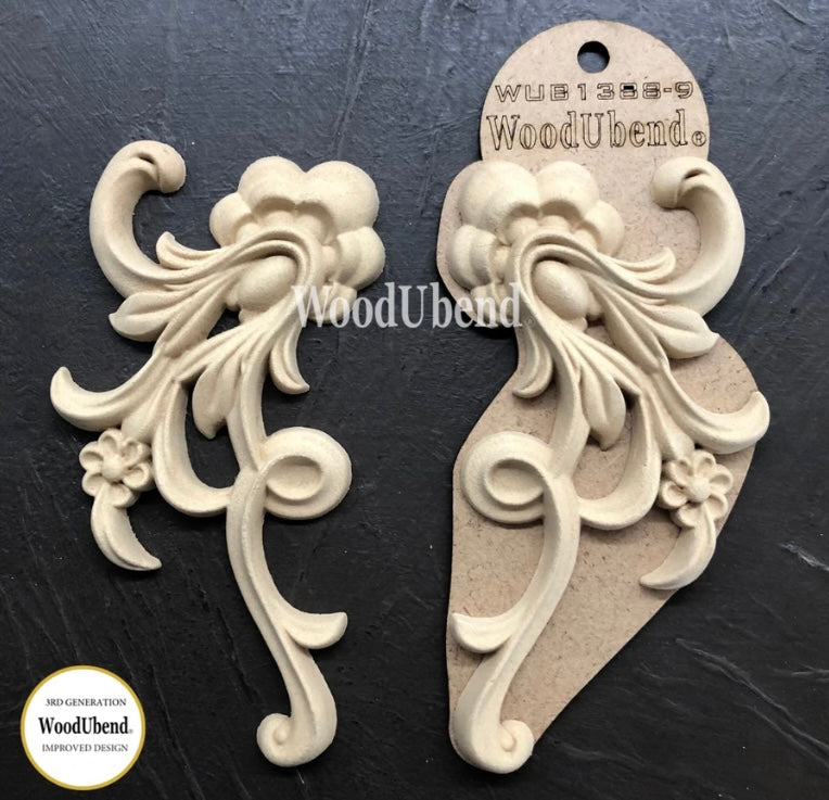 Decorative Floral Scrolls | WoodUbend 1388-9 | 16cms x 8cms | Pack of Two