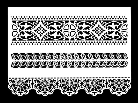 Lace Border Stencil | 25cms x 35cms | Posh Chalk
