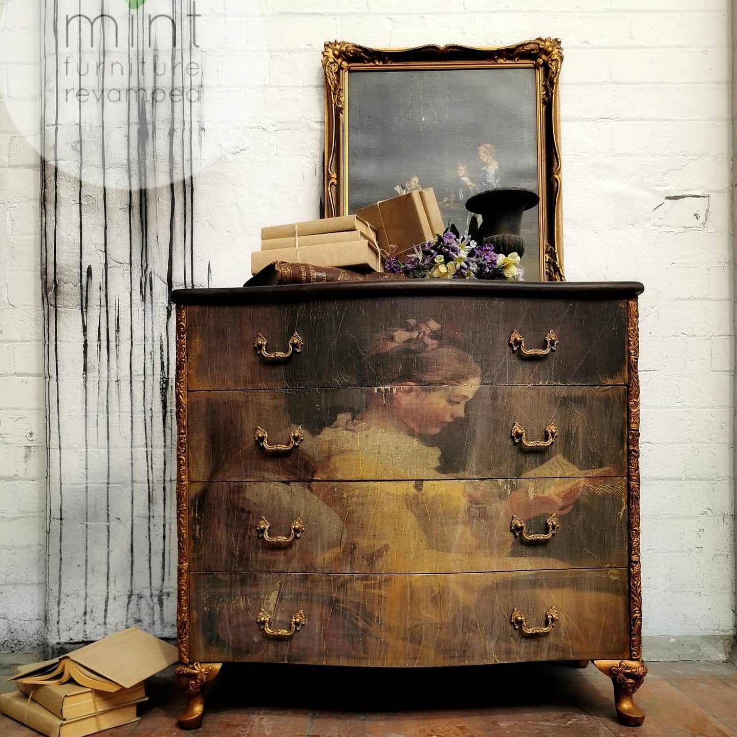 YOUNG GIRL READING Decoupage Paper | Reverse Image | MINT by Michelle | Decoupage Paper for Furniture