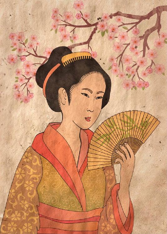 Geisha Reversed Decoupage Paper, MINT by Michelle Decoupage Paper for Furniture