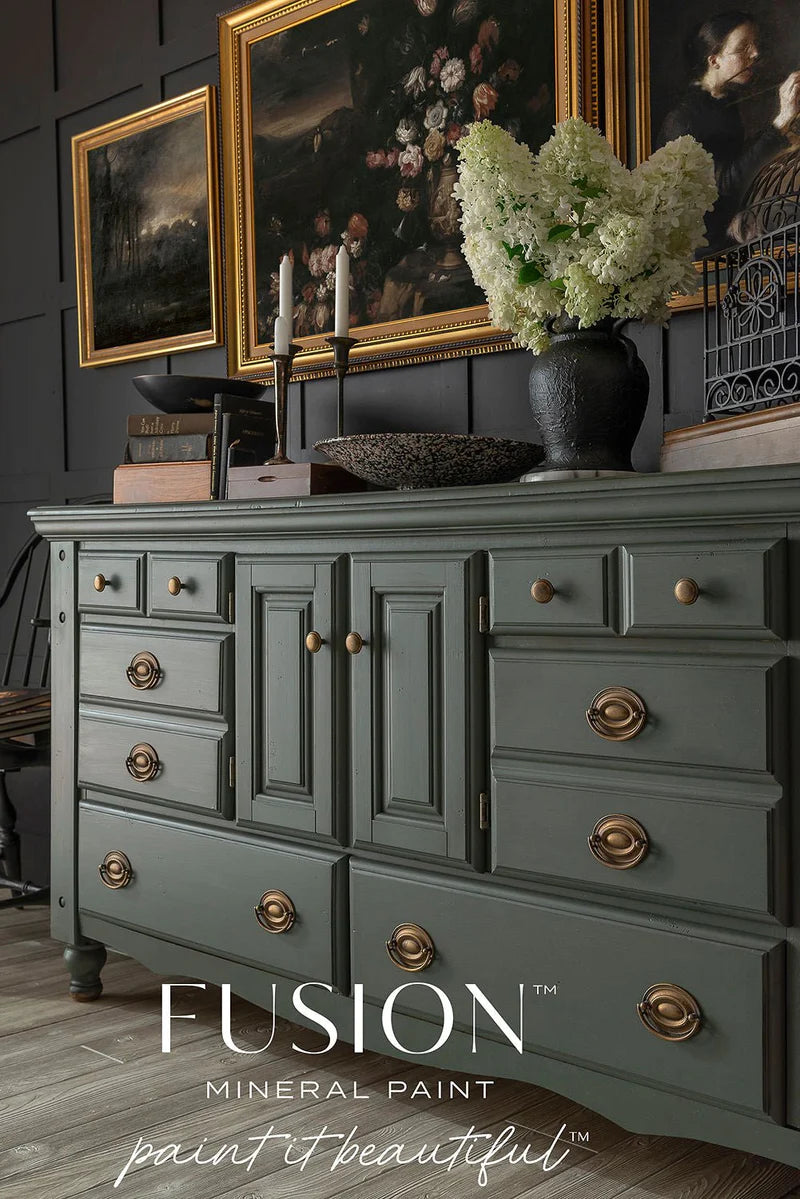 Everett, Aged Olive Green Furniture Paint, Fusion Mineral Paint Everett, Aged Olive Green Furniture Paint, Fusion Mineral Paint