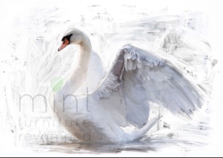 WHITE SWAN Decoupage Paper | MINT by Michelle | Decoupage Papers for Furniture