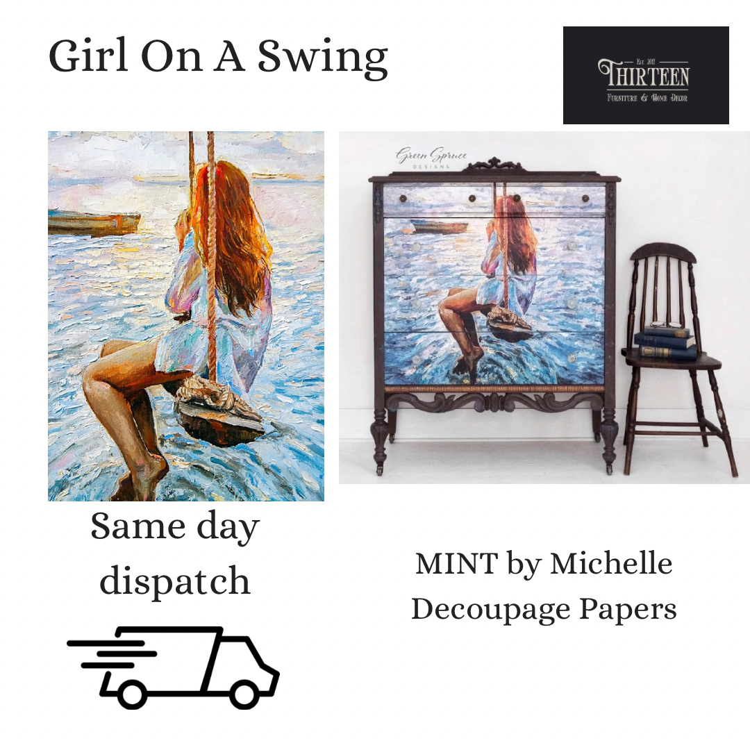 Girl On A Swing Decoupage Papers, MINT by Michelle Decoupage Paper for Furniture