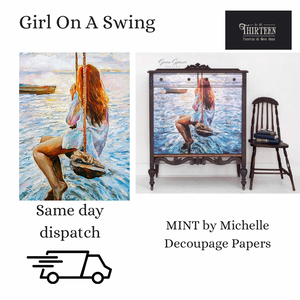 Girl On A Swing Decoupage Papers, MINT by Michelle Decoupage Paper for Furniture