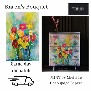 Karen’s Technicolour Bouquet, Decoupage Paper, MINT By Michelle, Decoupage Papers for Furniture