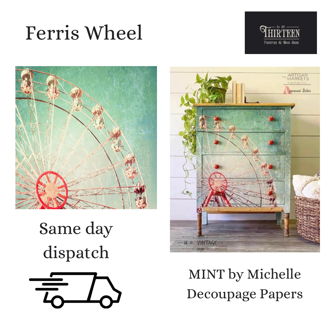 Ferris Wheel Decoupage Paper, MINT by Michelle | Decoupage Paper For Furniture