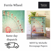 Load image into Gallery viewer, Ferris Wheel Decoupage Paper, MINT by Michelle | Decoupage Paper For Furniture