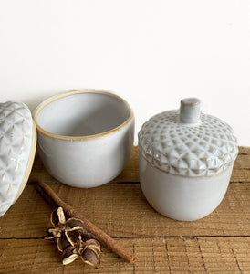 White Acorn Pot, Ceramic Pot with Reactive Glaze