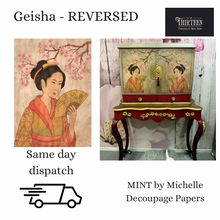 Load image into Gallery viewer, Geisha Reversed Decoupage Paper, MINT by Michelle Decoupage Paper for Furniture
