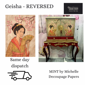 Geisha Reversed Decoupage Paper, MINT by Michelle Decoupage Paper for Furniture