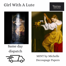 Load image into Gallery viewer, Girl With A Lute Decoupage Paper, MINT By Michelle, Decoupage Papers for Furniture